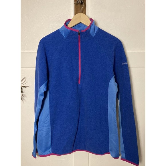 Women’s Columbia Omni-Wick Zip Neck Long Sleeve Blue Fleece Sweater Jacket Sz LG - Picture 4 of 13